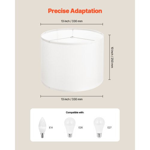 Drum Lamp Shade 2 Set 13 in Top x 13 in Bottom x 10 in High Medium Drum