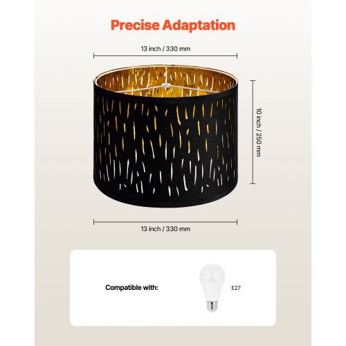 Drum Lamp Shade 2 Set 13 in Top x 13 in Bottom x 10 in High Medium Drum