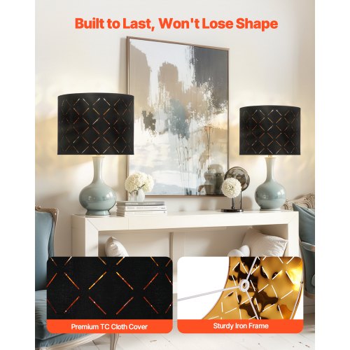 Drum Lamp Shade 2 Set 13 in Top x 13 in Bottom x 10 in High Medium Drum