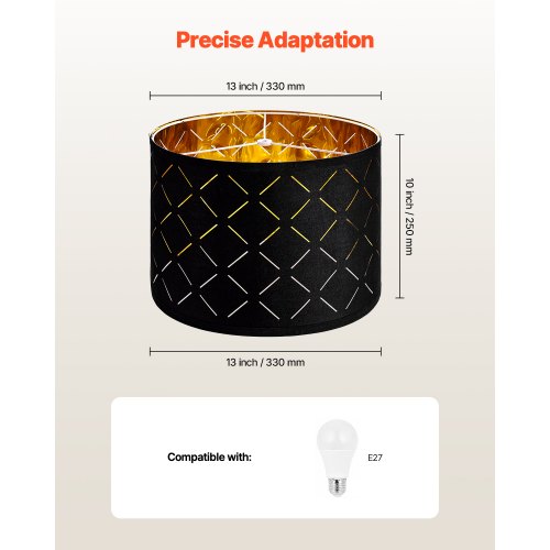 Drum Lamp Shade 2 Set 13 in Top x 13 in Bottom x 10 in High Medium Drum