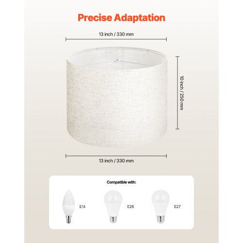 Drum Lamp Shade 13 In Top X Bottom 10 High Medium Linen Lampshade Replacement