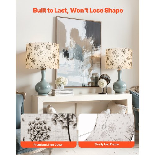 Drum Lamp Shade 2 Set 13 in Top x 13 in Bottom x 10 in High Medium Drum