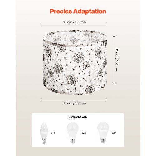 Drum Lamp Shade 2 Set 13 in Top x 13 in Bottom x 10 in High Medium Drum