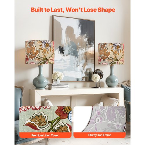 Drum Lamp Shade 2 Set 13 in Top x 13 in Bottom x 10 in High Medium Drum