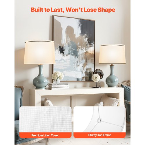 Lamp Shade 2 Set 11 in Top x 13 in Bottom x 10 in High Spider Fitter