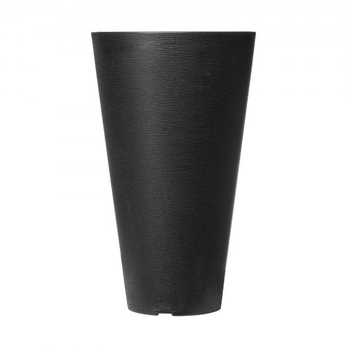 Set of 2 Tall Planter For Outdoor Indoor Plants 24inch Black Round Large