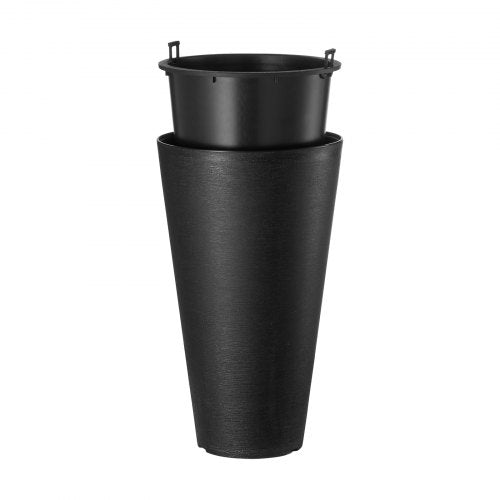 Set of 2 Tall Planter For Outdoor Indoor Plants 24inch Black Round Large