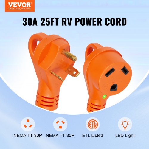 25 ft RV Extension Cord 30 Amp Heavy Duty STW RV Power Cord NEMA TT30R