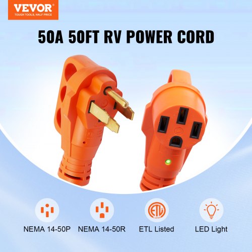 50 ft RV Extension Cord 50 Amp Heavy Duty STW RV Power Cord NEMA 1450R
