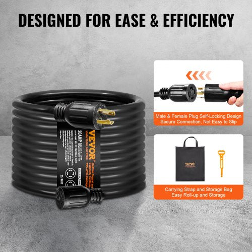 30 Amp Generator Cord and Power Inlet Box Kit 25 FT NEMA L1430PL1430R