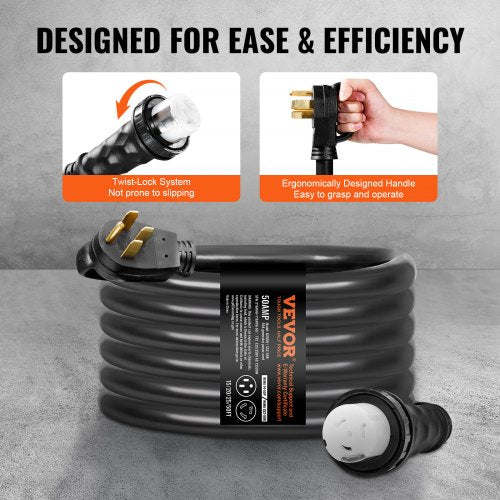 50 Amp Generator Cord and Power Inlet Box Kit 25FT NEMA 1450PSS250R STW