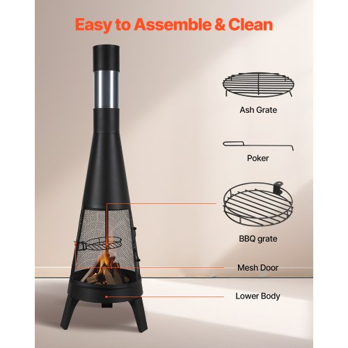 Chiminea 20 Inch Outdoor Wood Burning Firepit Conical Fireplace for BBQ