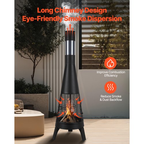 Chiminea 20 Inch Outdoor Wood Burning Firepit Conical Fireplace for BBQ