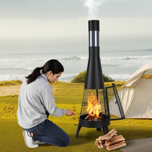 Chiminea 20 Inch Outdoor Wood Burning Firepit Conical Fireplace for BBQ