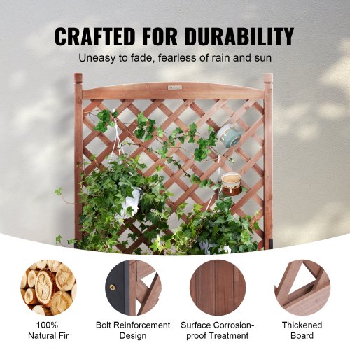 Raised Garden Bed with Trellis 30 x 13 x 614 Outdoor Raised Wood