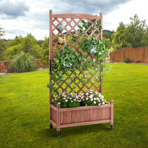 Raised Garden Bed with Trellis 30 x 13 x 614 Outdoor Raised Wood