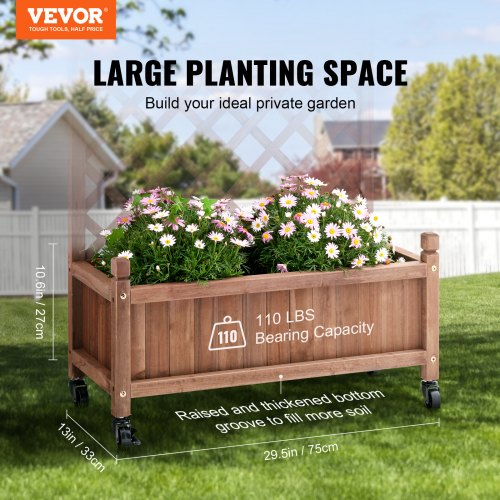 2PCS Raised Garden Bed with Trellis 60x13x614 Outdoor Raised Wood