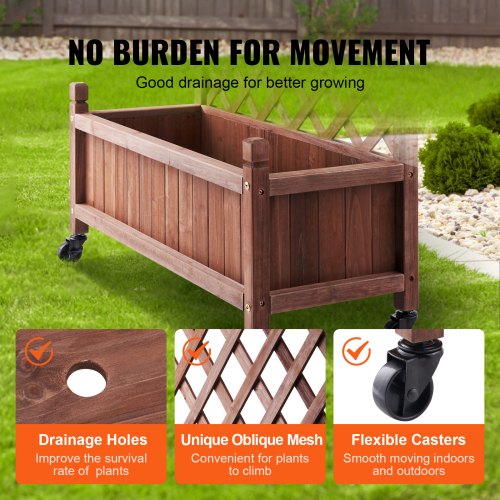 2PCS Raised Garden Bed with Trellis 60x13x614 Outdoor Raised Wood