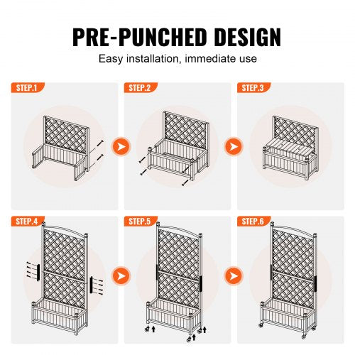 2PCS Raised Garden Bed with Trellis 60x13x614 Outdoor Raised Wood