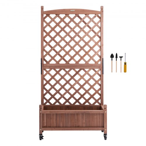 2PCS Raised Garden Bed with Trellis 60x13x614 Outdoor Raised Wood