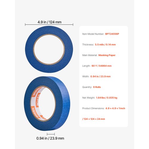 Painters Tape 1 Inch Wide 094 In x 60 Yds 6 Rolls Blue Painter Tape
