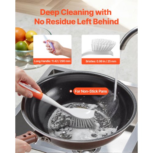 Dish Brush 4 Pack Kitchen Scrub Brushes with PP Handle Dish Cleaning