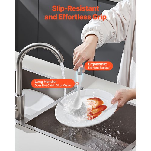 Dish Brush 4 Pack Kitchen Scrub Brushes with PP Handle Dish Cleaning