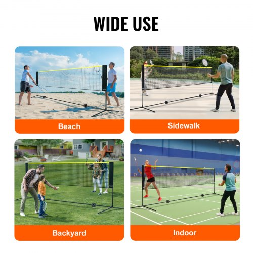 Badminton Net Height Adjustable Volleyball Net 10ft Wide Foldable