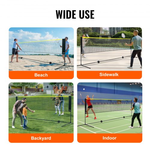 Badminton Net Height Adjustable Volleyball Net 17ft Wide Foldable