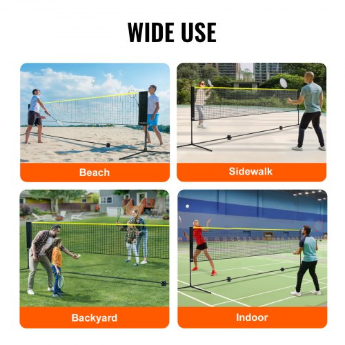 Badminton Net Height Adjustable Volleyball Net 20ft Wide Foldable
