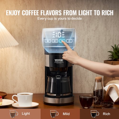 Coffee Maker with Grinder 10 Cup Coffee Machine Grind and Brew Coffee