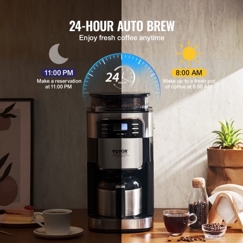 Coffee Maker with Grinder 8 Cup Coffee Machine Grind and Brew Coffee Maker
