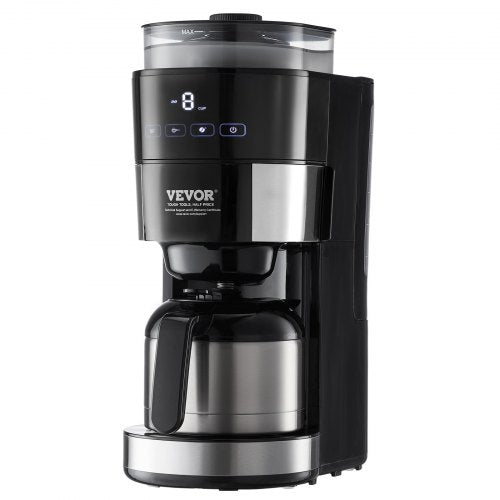 Coffee Maker with Grinder 8 Cup Programmable Coffee Machine Grind and Brew