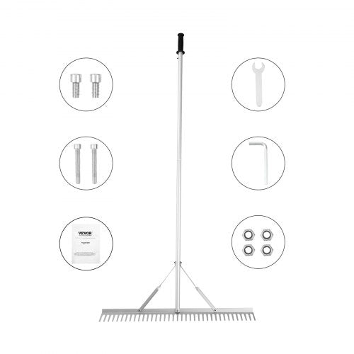 Landscape Rake 36 Head Aluminum Landscape Rake Lake Weed Rake with 75