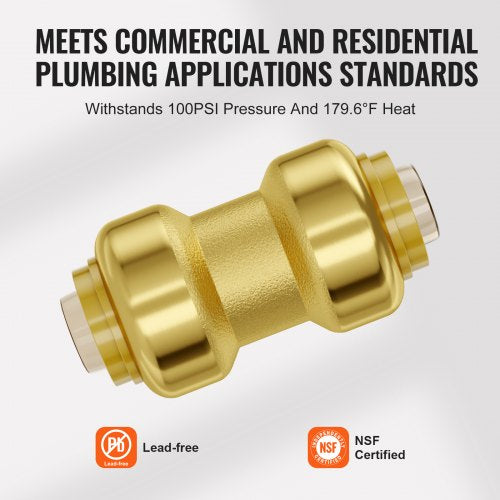 Pipe Fittings 12 12PCS Brass Pipe Fittings StraightThrough PushFit