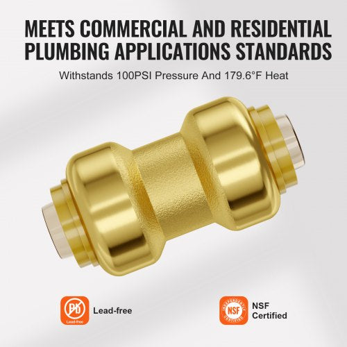 Pipe Fittings 34 12PCS Brass Pipe Fittings StraightThrough PushFit