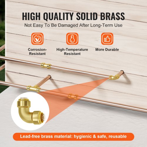 Pipe Fittings 12 12PCS Brass Pipe Fittings Elbow PushFit Pipe Connector