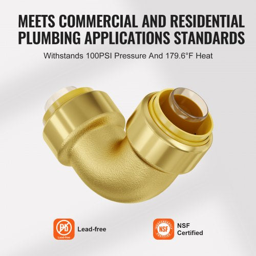 Pipe Fittings 12 12PCS Brass Pipe Fittings Elbow PushFit Pipe Connector