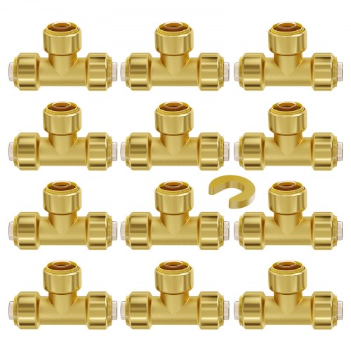 Pipe Fittings 12 12PCS Tee Brass Pipe Fittings PushFit Pipe Connector