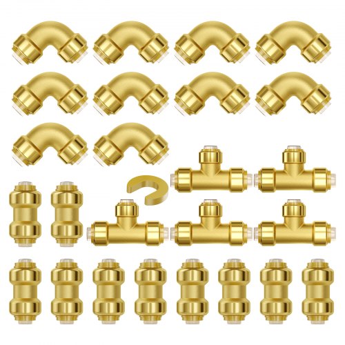 Pipe Fittings 12 25PCS 10xStraight 10xElbows 5xTees Brass Pipe