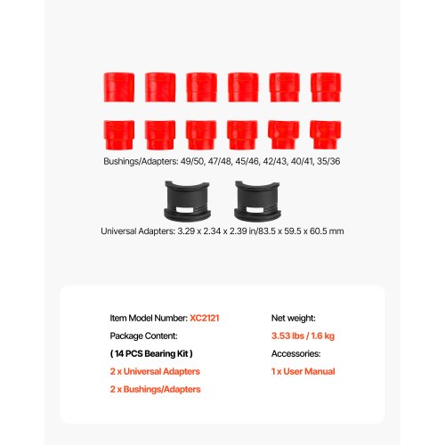 Bearing Press Kit 14 Pcs Bearing Race and Seal Driver Set with Bushings
