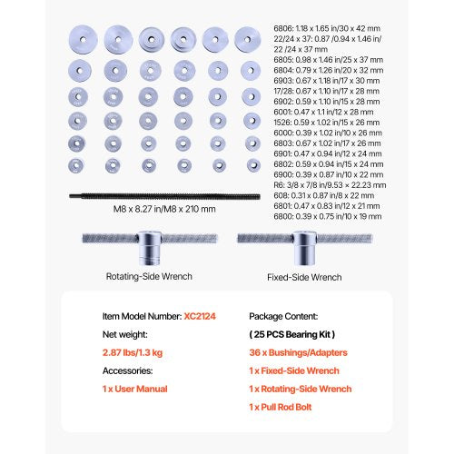 Bearing Press Kit 25 Pcs Bearing Race and Seal Driver Set with Bushings