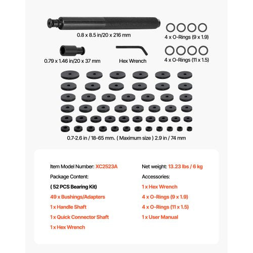 Bearing Press Kit 52 Pcs Bearing Race and Seal Driver Set with 49 Bushings