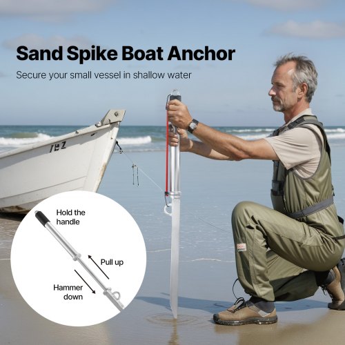 Sand Spike Boat Anchor 36 in Slide Anchor Shore Spike Galvanized Carbon