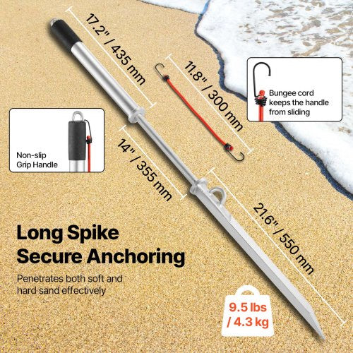 Sand Spike Boat Anchor 36 in Slide Anchor Shore Spike Galvanized Carbon
