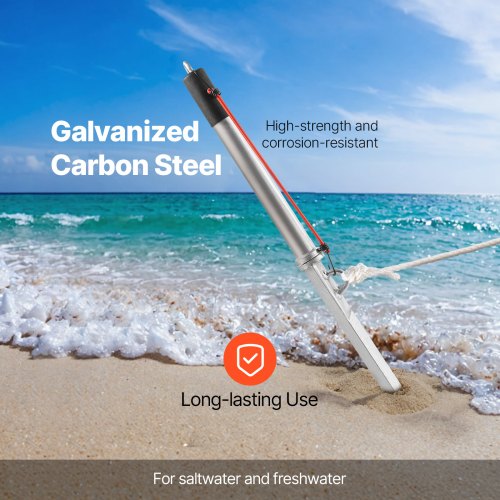 Sand Spike Boat Anchor 36 in Slide Anchor Shore Spike Galvanized Carbon