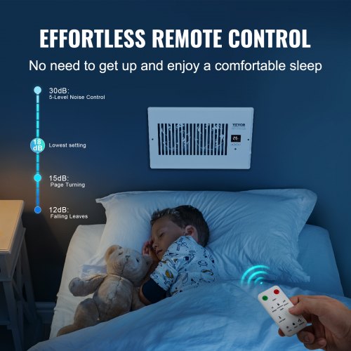 Register Booster Fan Quiet Vent Booster Fan Fits 6 x 10 inch Holes with Remote
