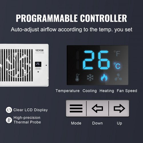 Register Booster Fan Quiet Vent Booster Fan Fits 6 x 12 inch Holes with Remote