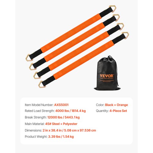 Axle Straps 2 in x 3.2 ft Heavy Duty Axle Tie Down Straps 12000 lbs Break