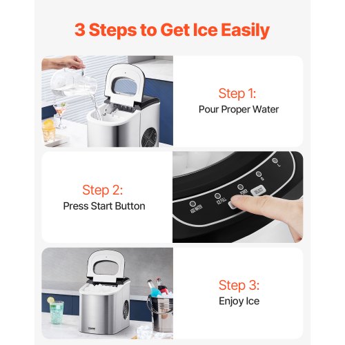 Countertop Ice Maker 9 Cubes Ready in 6 Mins 33lbs in 24Hrs SelfCleaning